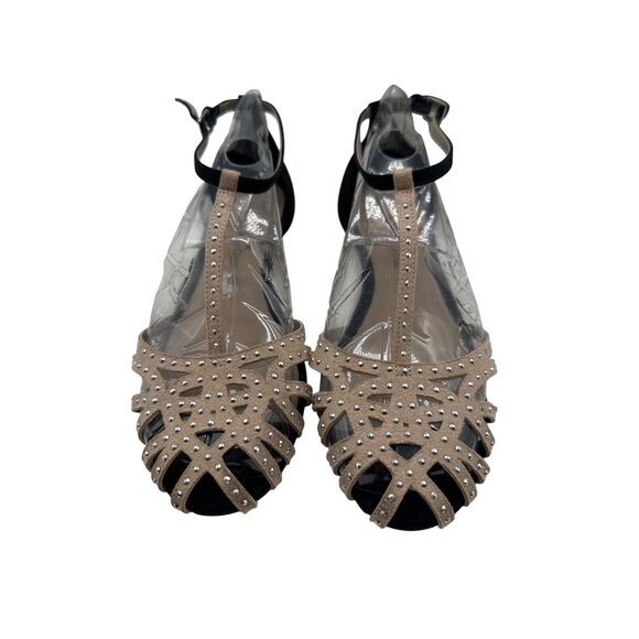 Montego Bay Size 6.5 Rhinestone Closed Toe Sandals Ankle Strap Black Heels - Picture 3 of 10